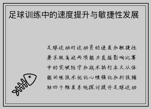 足球训练中的速度提升与敏捷性发展